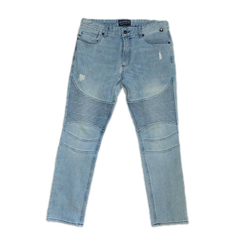 AMERICAN RAG Mens Light Blue Stretch, Slim Fit Stretch Jeans W33/ L30 - Picture 5 of 5